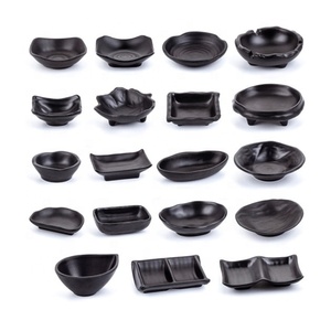 Vajilla de porcelana de imitación <span class=keywords><strong>Platos</strong></span> de material pequeño negro Vajilla de Melamina negra Plato de inmersión - Product Image 1