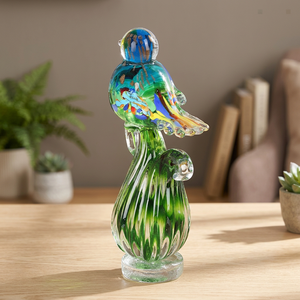 Tiny Glass World - Figura de Pato de Vidrio Soplado a Mano, Color Ámbar Rojo, Arte Popular, Escultura de Animal, Pieza de Arte Decorativa, Rajasthan - Product Image 1