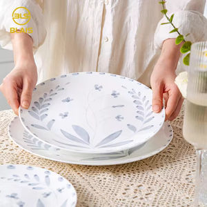 BLAIS Design classique ensemble de vaisselle en porcelaine à fleurs grises chargeur de vaisselle et assiette pour mariages et fêtes - Product Image 4