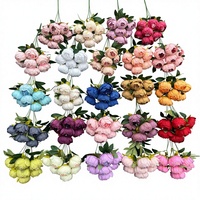 Bouquet de pivoines artificielles à 7 têtes faites à la main, fleurs de décoration florale pour la fête à la maison et Noël pour la Saint-Valentin