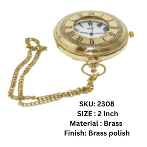 นาฬิกาบอกเวลาแบบพกพา ทำจากทองเหลืองขัดเงา สไตล์โบราณ ใช้สำหรับเดินทาง - Product Image 2