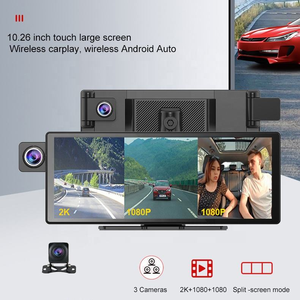 กล้อง 10.26 นิ้ว 3 ช่องทาง ความละเอียด 1080P จอภาพอัจฉริยะแบบพกพา รองรับ Wireless Carplay และ Android Auto วิทยุติดรถยนต์พร้อมระบบบันทึกภาพ DVR - Product Image 2
