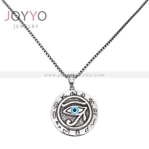 Colgante egipcio Vintage de plata de acero inoxidable, colgante de <span class=keywords><strong>ojo</strong></span> de Ammon hueco, colgante de <span class=keywords><strong>amuleto</strong></span> de <span class=keywords><strong>Ojo</strong></span> Azul vikingo nórdico de <span class=keywords><strong>Horus</strong></span> - Product Image 1