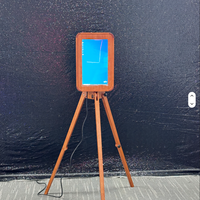 Photomaton instantané en bois avec verre trempé en chêne double face, écran tactile de 18,5 pouces, compatible iPad, support pour appareil photo reflex numérique
