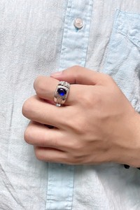 Anello uomo personalizzato argento Sterling S925 anelli da uomo laboratorio di <span class=keywords><strong>smeraldo</strong></span> gioielli festa del papà regalo per lui - Product Image 5