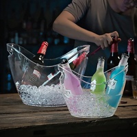 Vente en gros sur mesure seau à glace en acrylique pour bar champagne bière avec poignées grands seaux à glace seau à bière