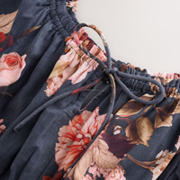 Combinaison à imprimé floral personnalisée à épaules dénudées pour femmes, pantalon en lin pour femmes