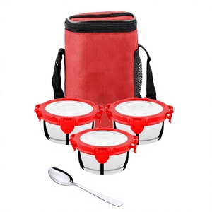 Cosmo Classic Design Stainless Steel <b>Lunch</b> Box Dinnerware <b>Sets</b> With Cover <b>Lunch</b> Box <b>Lunch</b> <b>Set</b> With Bottle - Product Image 1