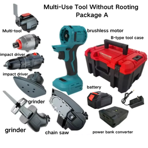 Kit combiné d'outils électriques <span class=keywords><strong>sans</strong></span> <span class=keywords><strong>fil</strong></span> 21V <span class=keywords><strong>sans</strong></span> balais 5 en 1 : Clé à chocs, <span class=keywords><strong>Perceuse</strong></span> à percussion, Meuleuse d'angle, Scie sauteuse, 2 batteries au lithium OEM - Product Image 2