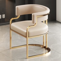 Populaire luxe maison hôtel réception négociation ongles magasin client tabouret salle à manger en acier inoxydable cuir salle à manger chaise