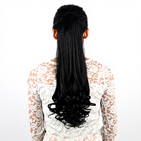 Queue de cheval en fibres synthétiques haute température, effet fleur de poirier, avec sangles intégrées, extension de cheveux en gros, sans permanente ni teinture