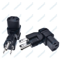 Adaptateur d'alimentation 3 broches à 90 degrés, adaptateur d'alimentation pour ordinateur NEMA 5-15P à angle ascendant vers IEC 320 C13 femelle 10A / 125V