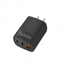 Adaptor Daya Cepat Digital EU/US 20V 25A 25W QC3.0/PD Tipe-C+USB untuk Perjalanan, Cocok untuk Earphone/Kamera/Laptop