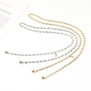 Cadena de cintura ajustable con gancho metálico para mujer, estilo europeo americano, de aleación de zinc dorada, cinturón decorativo de moda para uso diario. - Product Image 3