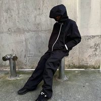 Veste coupe-vent personnalisée OEM Streetwear et pantalon de survêtement en nylon, ensemble de survêtement en nylon zippé pour homme