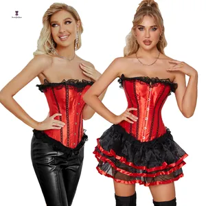 Women's Tutu Dresses Bustier Skirt Corsage Full Breast Bustier Lace Corsage Corset Dress Halloween Costume