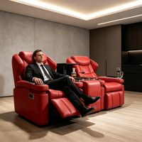 Canapé inclinable électrique multifonctionnel en cuir véritable pour cinéma maison de luxe, idéal pour salle multimédia de villa