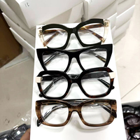 Monture de lunettes carrée surdimensionnée en acétate pour femme, style rétro écaille de tortue, compatible avec les verres de prescription