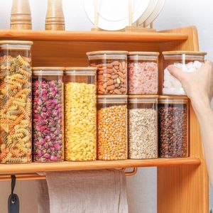 可堆叠的长方形玻璃食品储存罐套装，带气密竹制盖子，高硼硅玻璃容器，适用于厨房储藏室 - Product Image 6