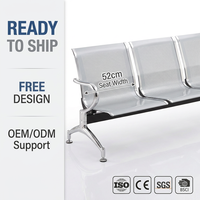 Chaise à 4 places en acier laminé à froid avec panneau perforé et pieds chromés pour salle d'attente d'hôpital, clinique, sièges publics, commande en gros