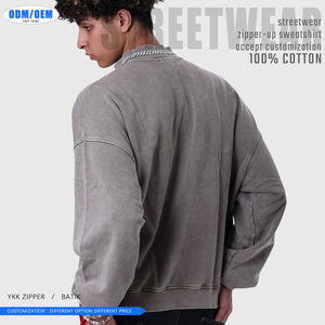 Sudadera de hombre vintage 100% algodón batik con cremallera YKK, cuello alto, técnica de lavado pesado, informal para invierno, digital - Product Image 4