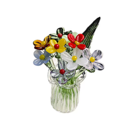 Handgefertigte Glas-Lilien-Blumenornamente Realistische Künstliche Blumenarrangements Moderner Stil Dekorative Glasvasen für Hochzeiten