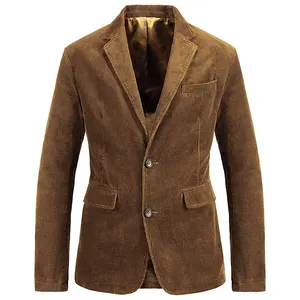 Chaqueta de algodón de pana marrón para hombre, traje informal de gran tamaño de alta calidad, ropa de ocio, abrigos