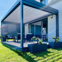Ensemble de jardin motorisé à pergola bioclimatique moderne en aluminium pour balcons extérieurs 3x3 6x4m Vente en gros d'usine LED