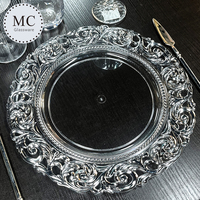 Assiettes rondes en plastique de 13 pouces pour la décoration de table à la maison, en cuisine, pour les mariages, les fêtes, les banquets, les événements, vente en gros, fournisseur d'usine