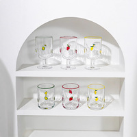 Vente en gros directe d'usine, gobelet en verre épais, mug créatif à motif de fruits, tasse à jus, à lait, à eau pour la maison