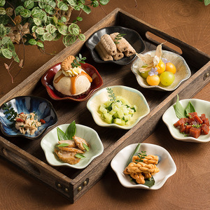 Plat à sauce en porcelaine Feuille de Lotus, compatible micro-ondes, sous glaçure, design moderne et minimaliste pour hôtels, restaurants et usage domestique - Product Image 1