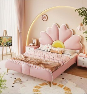 <span class=keywords><strong>Letto</strong></span> <span class=keywords><strong>Singolo</strong></span> Moderno <span class=keywords><strong>Rosa</strong></span> per Bambini con Contenitore Multifunzione Arredamento per Cameretta <span class=keywords><strong>Letto</strong></span> da Principessa in Pelle per Ragazze - Product Image 2
