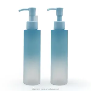 100ml 150ml frosted Gradient blue color cosmetic plastic pump bottle pet packaging for lotion cream