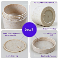 Pot en plastique biodégradable en paille de blé 200g, fabrication OEM, écologique, moulage par injection, conteneur pour crème, emballage cosmétique, faible MOQ