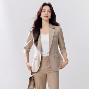 Pink Suit Set Women Three Quarter Sleeve Lightweight Breathable Formal Commute Wear - Product Image 4