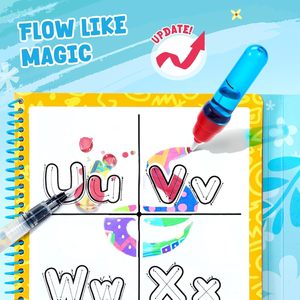 Livre de coloriage à l'eau pour les tout-petits de 3 à 5 ans, 14 pages d'activités réutilisables avec stylo à eau pour un dessin sans désordre - Product Image 4