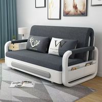 Sofá de Tela Gris Escandinavo con Cajón de Almacenamiento, Sofá Cama Convertible para Espacios Pequeños en la Sala de Estar