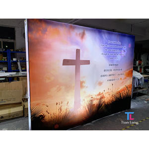Nouveau design personnalisé aluminium léger facile à installer LED rétroéclairé 10x10 stand de toile de fond exposition Pop Up présentoir - Product Image 1