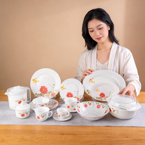 Juego de Platos de Vidrio Opal <span class=keywords><strong>Resistente</strong></span> al Calor y Ecológico, <span class=keywords><strong>Vajilla</strong></span> - Product Image 6