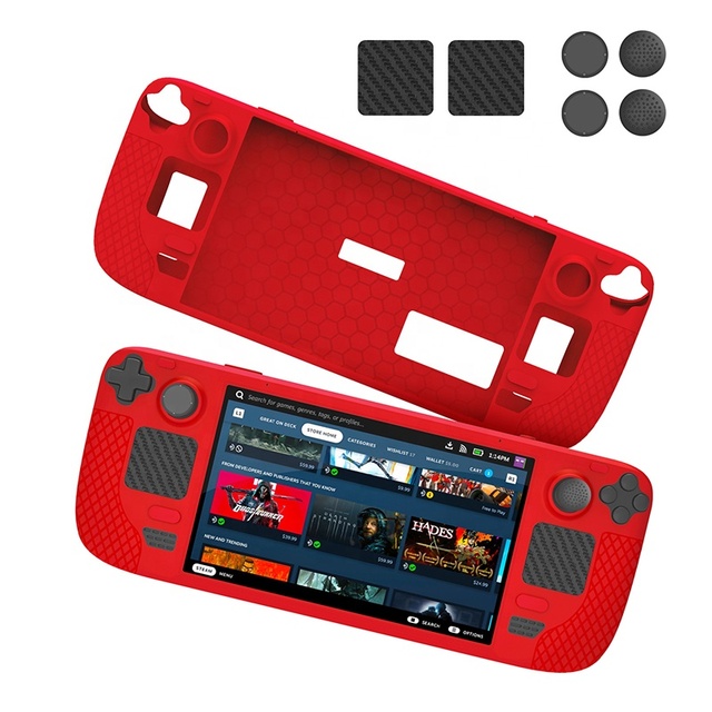 JYS-SD011 Anti-skid for Steam Deck Console Silicone Cover Protective Case With Rocker Grip Touchpad Sticker Accessories Set
