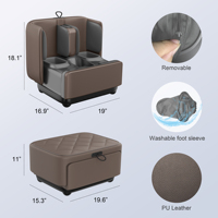 Masseur de pieds 2 en 1 et repose-pieds Ottoman, masseur de pieds et de mollets Shiatsu avec chaleur, masseur de pieds à compression d'air pour repose-pieds