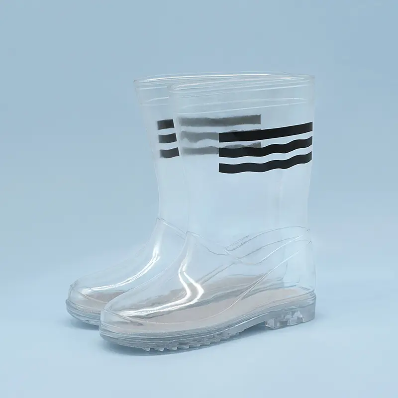 Fashion children's transparent rain boots boys and girls waterproof and non-slip parallel bars crystal rain boots big children's