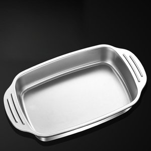 Plat à <span class=keywords><strong>gratin</strong></span>/plateau de cuisson rectangulaire en acier inoxydable de 1,0 mm d'épaisseur, extra large, durable, réutilisable, sans revêtement - Product Image 5