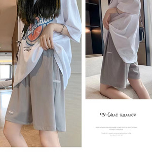 High-Waisted Summer Quarter Pants for <b>Women</b> Ladies Sports <b>Shorts</b> With Pit Stripes Leisure Outside Wearing Loose Straight <b>Shorts</b> - Product Image 5