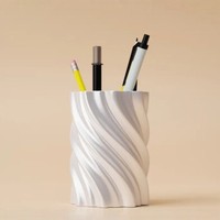 Porte-stylos de bureau moderne et simple en plastique imprimé en 3D, ornements blancs de luxe pour papeterie