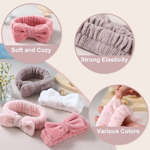 Diadema elástica de leopardo <span class=keywords><strong>para</strong></span> spa, suave, <span class=keywords><strong>para</strong></span> baño, belleza, maquillaje, lavado de cara, con lazo, al por mayor <span class=keywords><strong>para</strong></span> <span class=keywords><strong>niñas</strong></span> y mujeres - Product Image 3