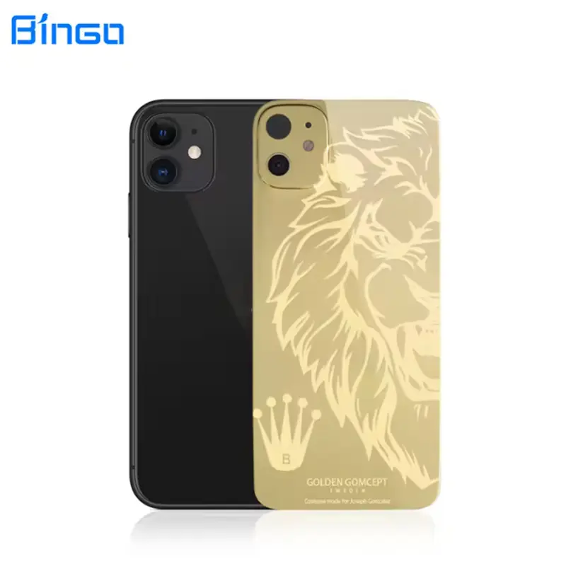 2023 Em Hot Bán 24K Vàng Mạ Điện 9H PMMA Trở Lại Sticker Đối Với iPhone 12 Pro Max Cover Quay Lại Phim Chống-Đầu Màn Hình Bảo Vệ