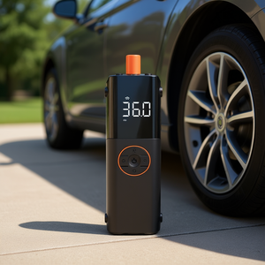 Mini gonfleur de pneus intelligent portable avec écran numérique, noir, recharge rapide sans fil, design portable - Product Image 2