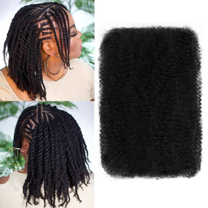 Letsfly Cabello Humano Natural Brasileño Afro Kinky a Granel para Trenzas y Locs, Paquete de Cabello Remy de 40g/Paquete, Cabello Spring Twist Corto Marley - Product Image 1