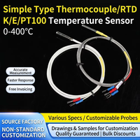 Sonde de mesure de température ODM/OEM simple à vis pour canaux chauds, 4 * 40 mm, thermocouple K/E, thermistance PT100